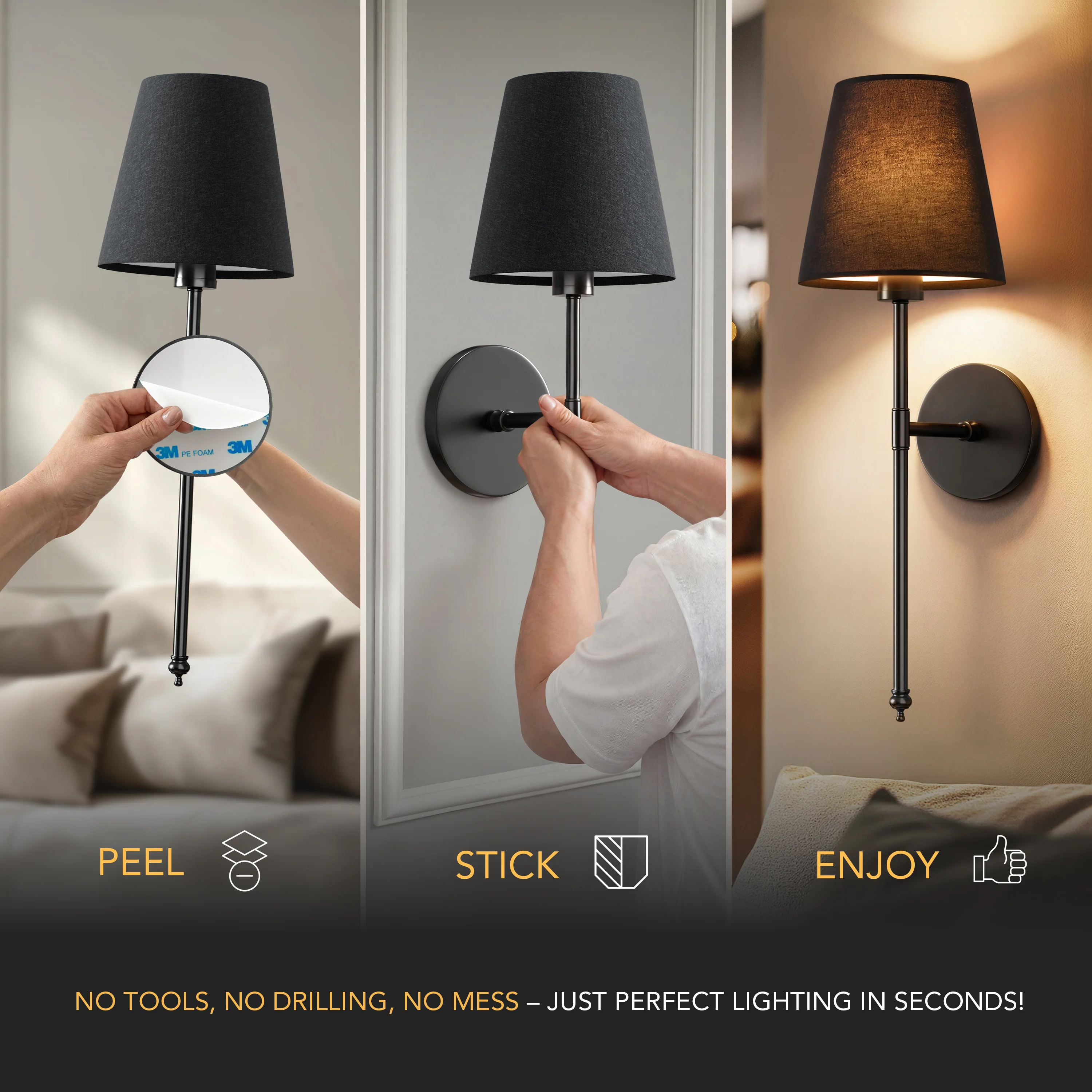 WIRELESS DARK WALL SCONCES (SET OF 2) - Image 3