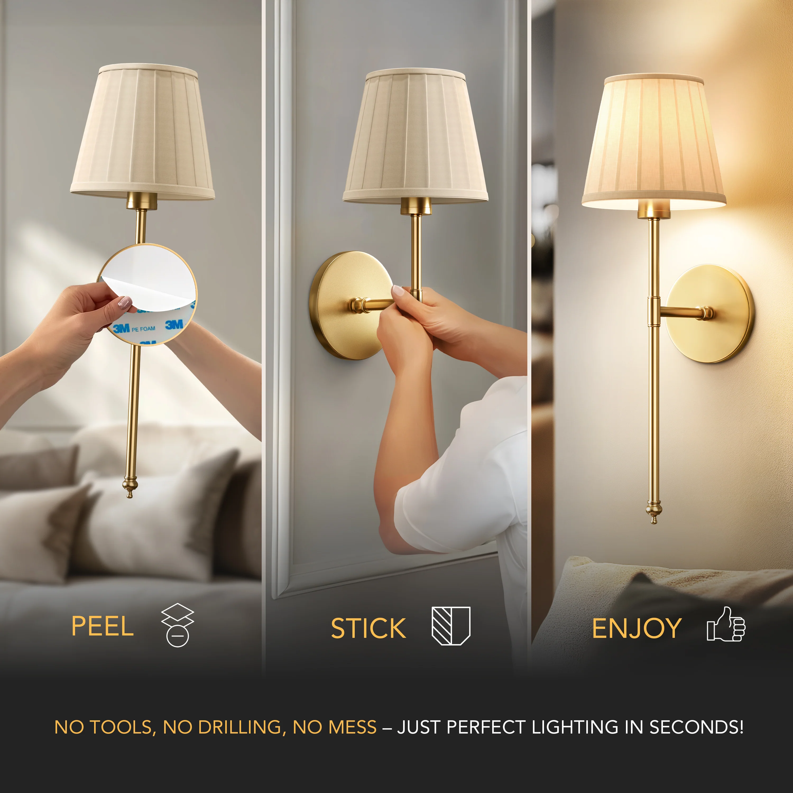 WIRELESS PLEATED WALL SCONCES (SET OF 2) - Image 3