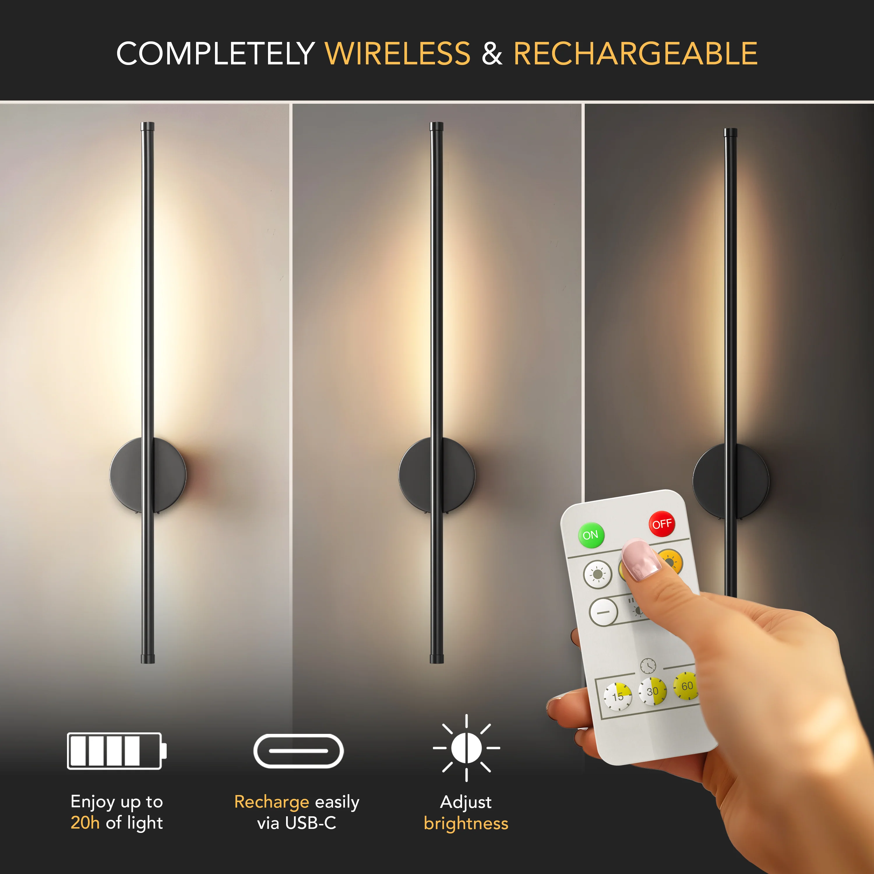 WIRELESS MODERN WALL LIGHTS (SET OF 2) - Image 7